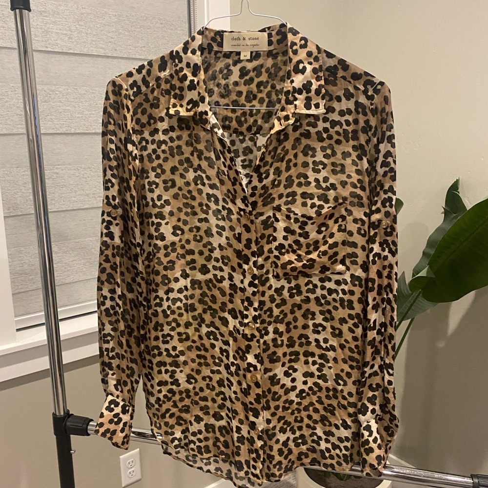 Cloth and Stone animal print button up shirt